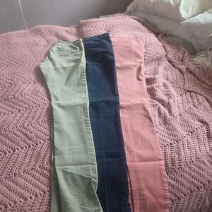 Trio of Slim Jeans in Mint, Navy, and Pink